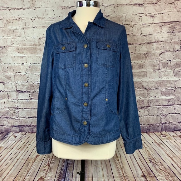 Dress Barn Womens Blue Snap Front Denim Jacket - Picture 1 of 12